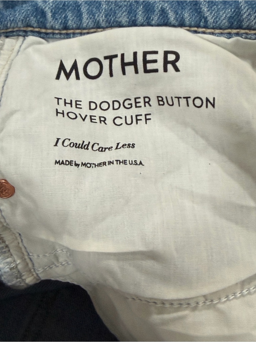 MOTHER The Dodger Button Hover Cuff Jeans - I Could Care Less - Sz - 29 - Picture 7 of 9